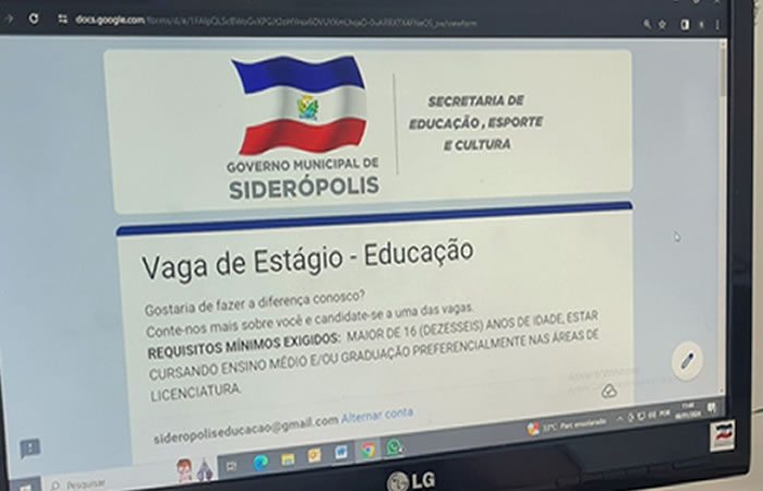 Secretaria de Educação de Siderópolis está com inscrições abertas para estágio